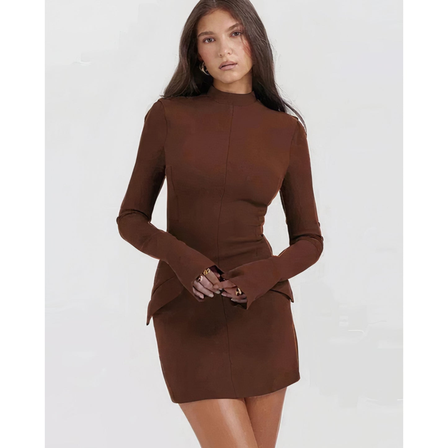 Hiske | Dames Mini Jurk | Lange Mouwen Bodycon