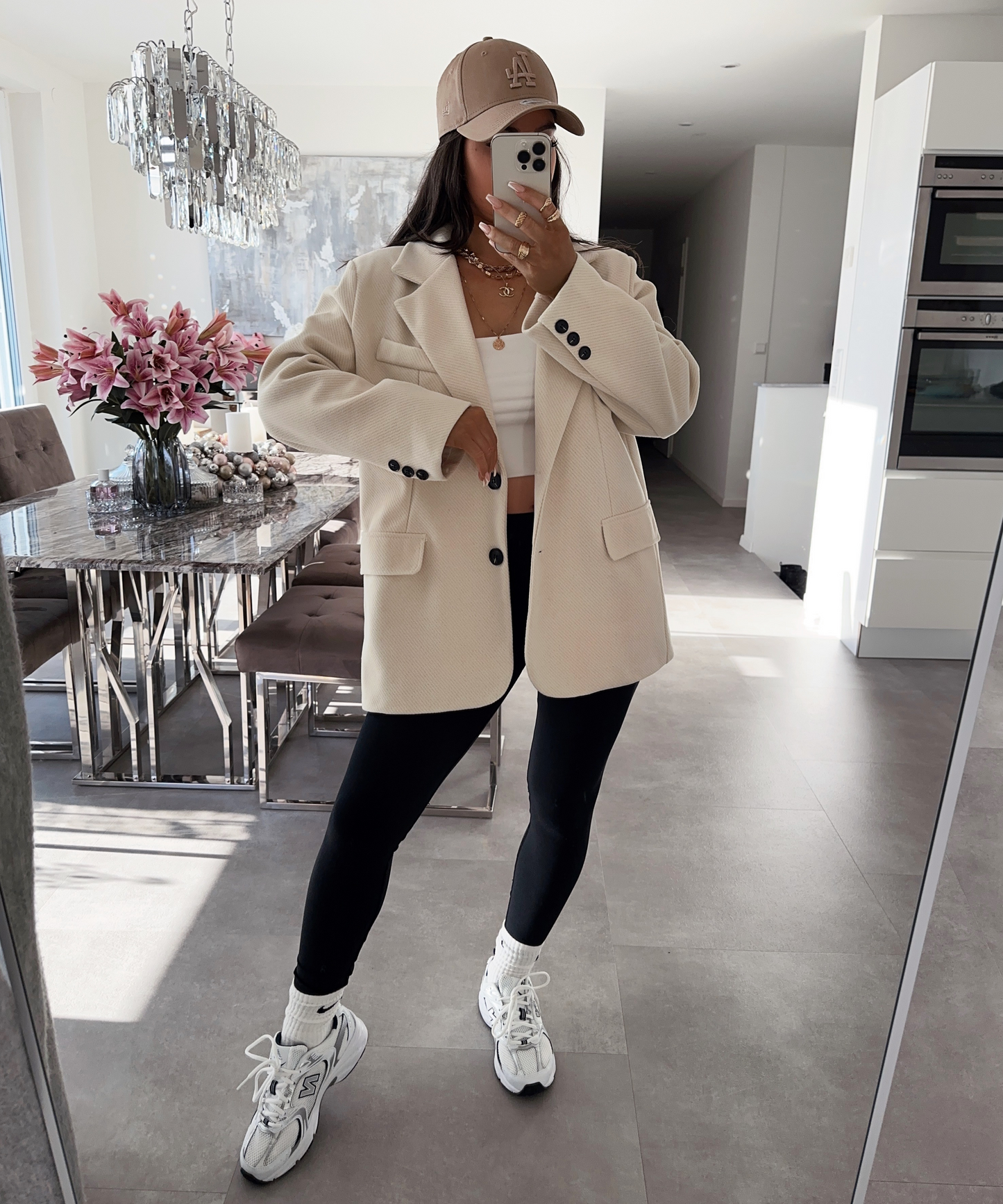 Vimala | Beige Oversized Casual Blazer