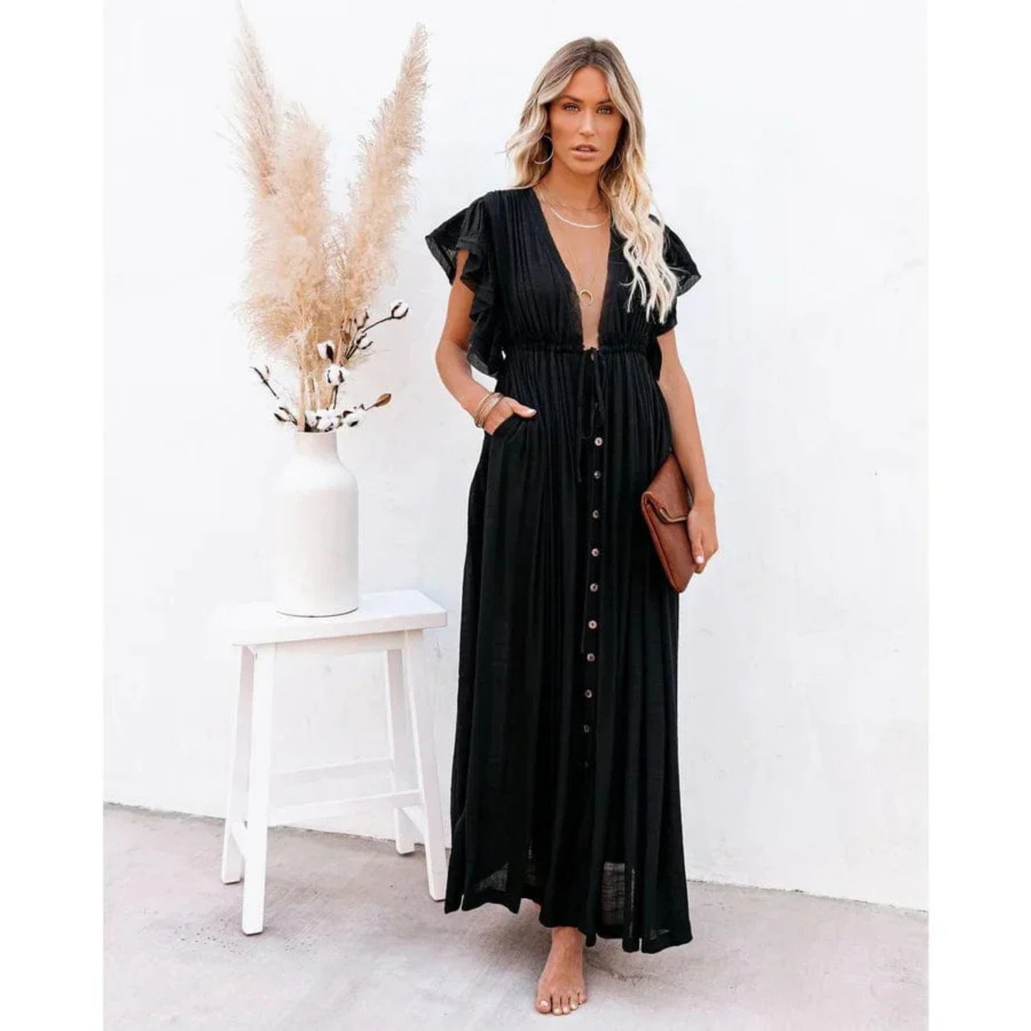 Dames Zwarte Ibiza Jurk | Maxi