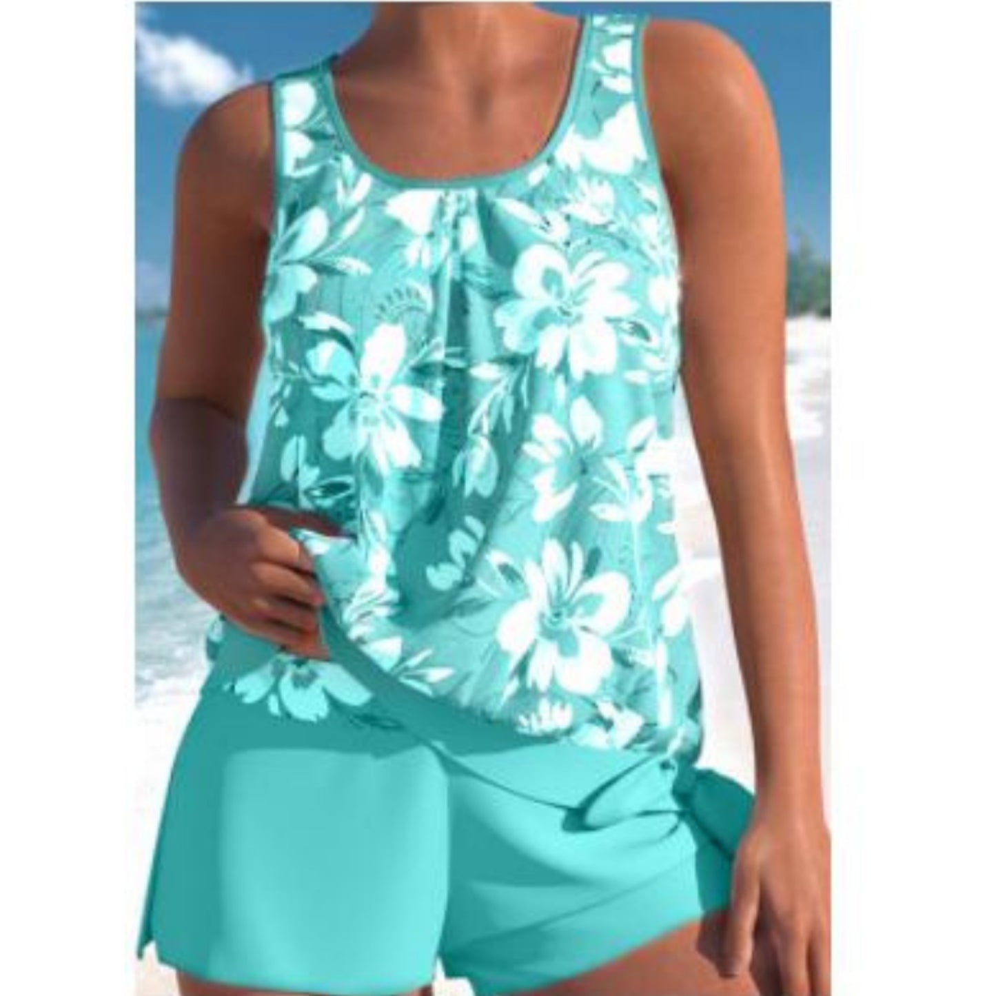 Dames Bloemenprint Tankini Set | Tweekleurig