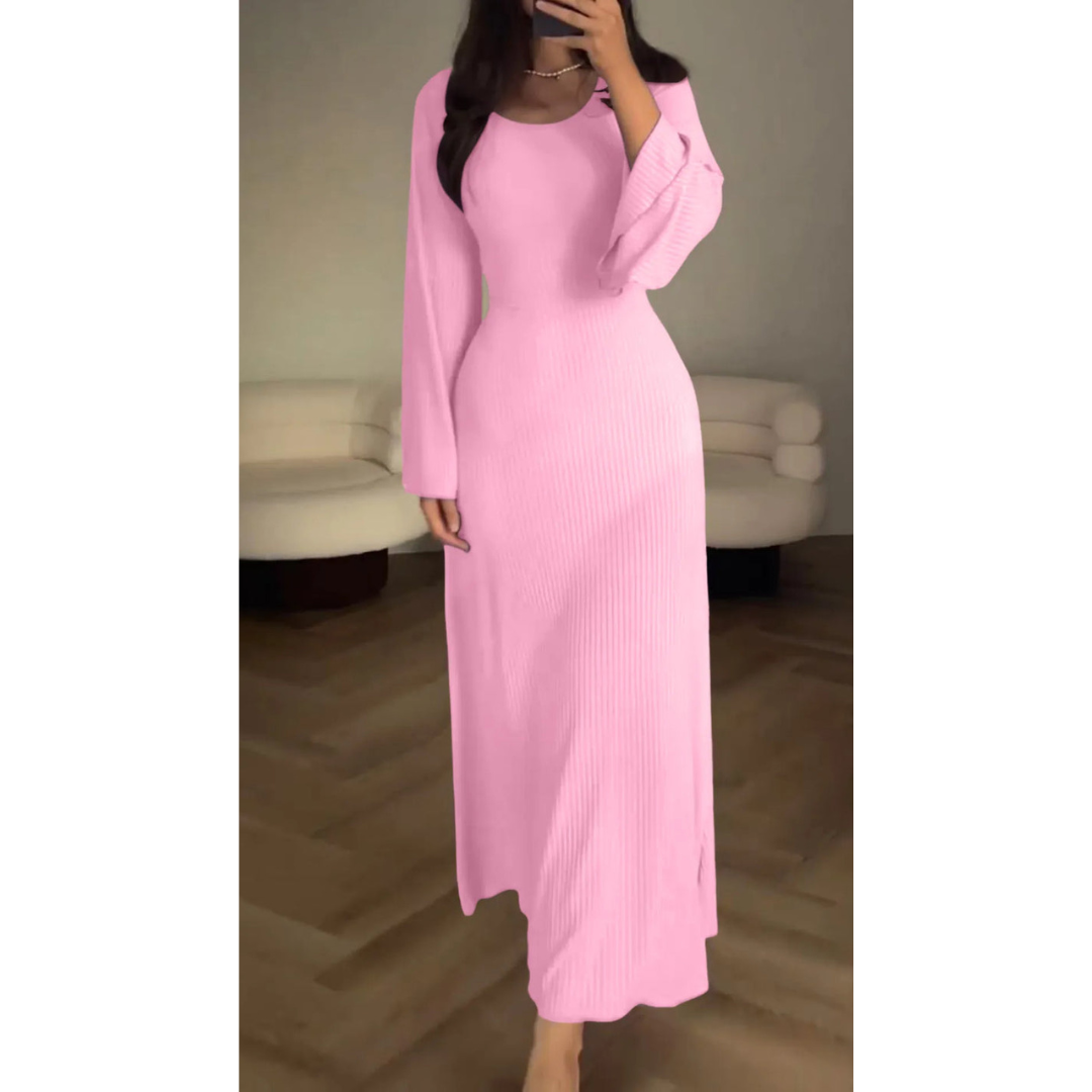 Nyssa | Elegante Geribde Maxi Jurk
