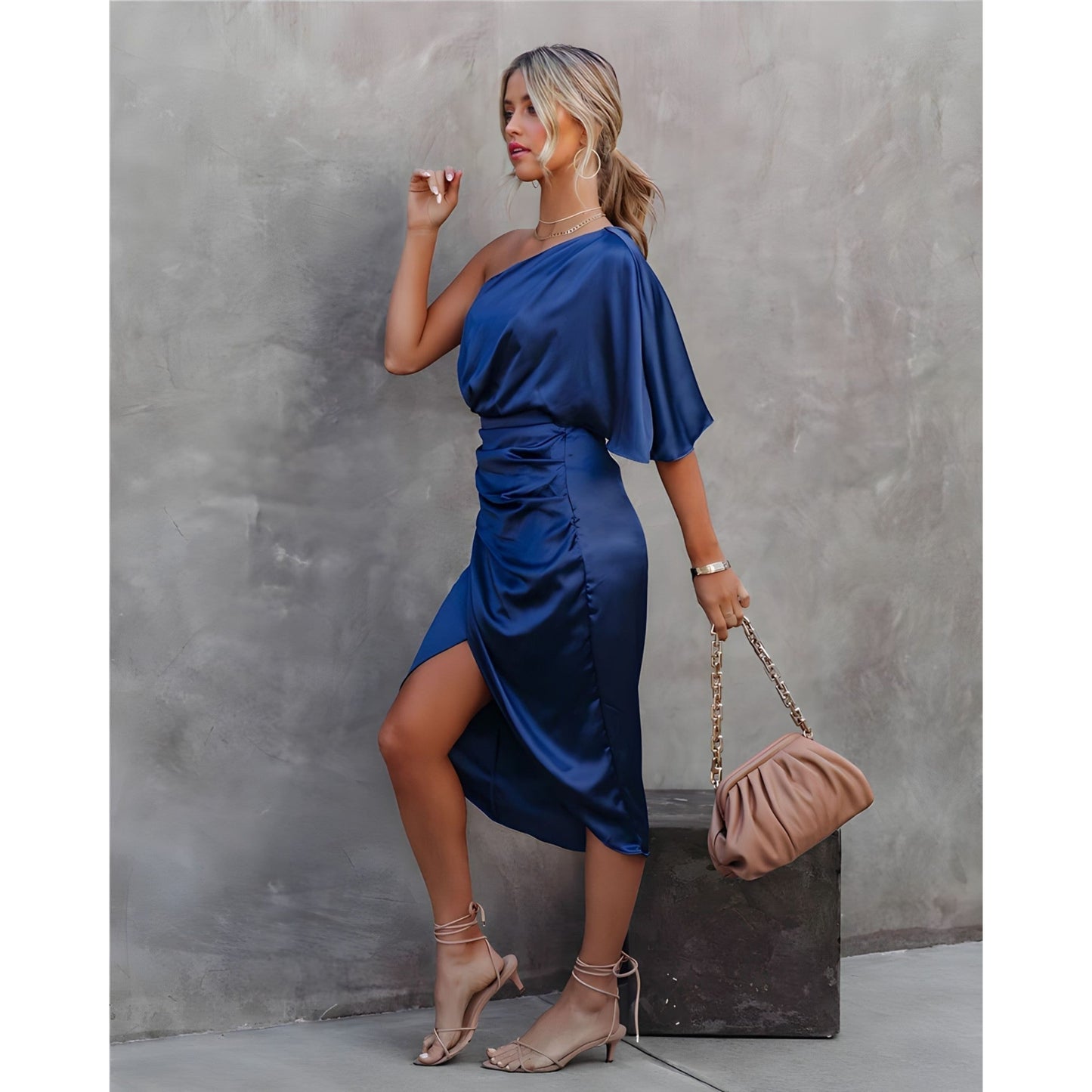 Blanchiena | Dames Party Jurk | Gedrapeerde Split
