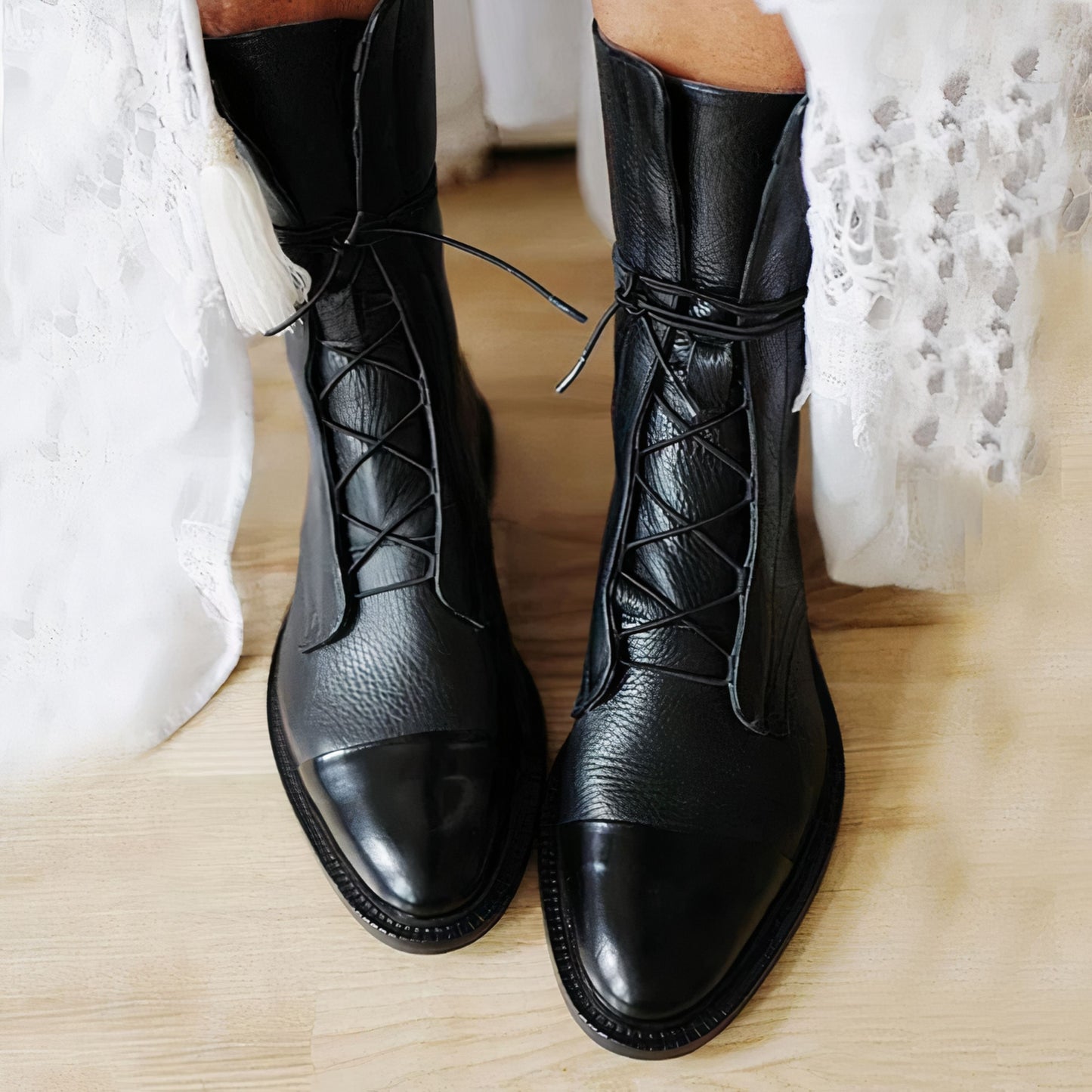 Appolinde | Dames Lace-Up Laarzen | Chunky Heel