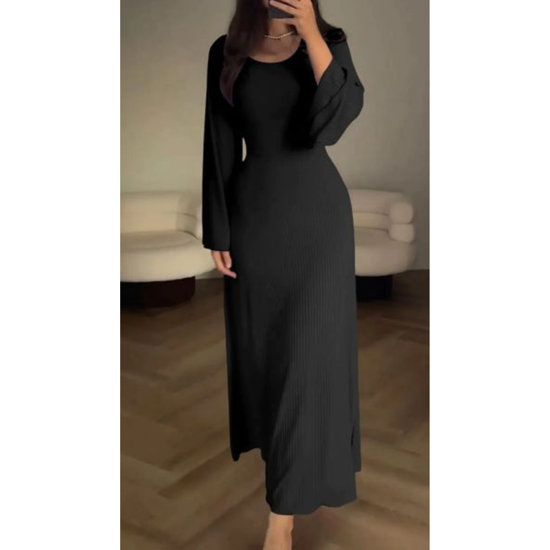 Nyssa | Elegante Geribde Maxi Jurk