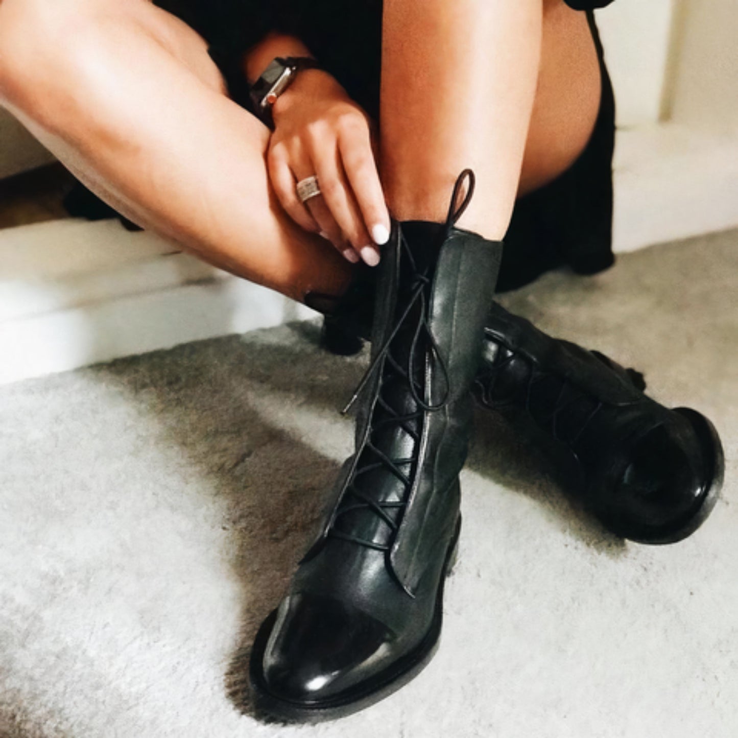 Appolinde | Dames Lace-Up Laarzen | Chunky Heel