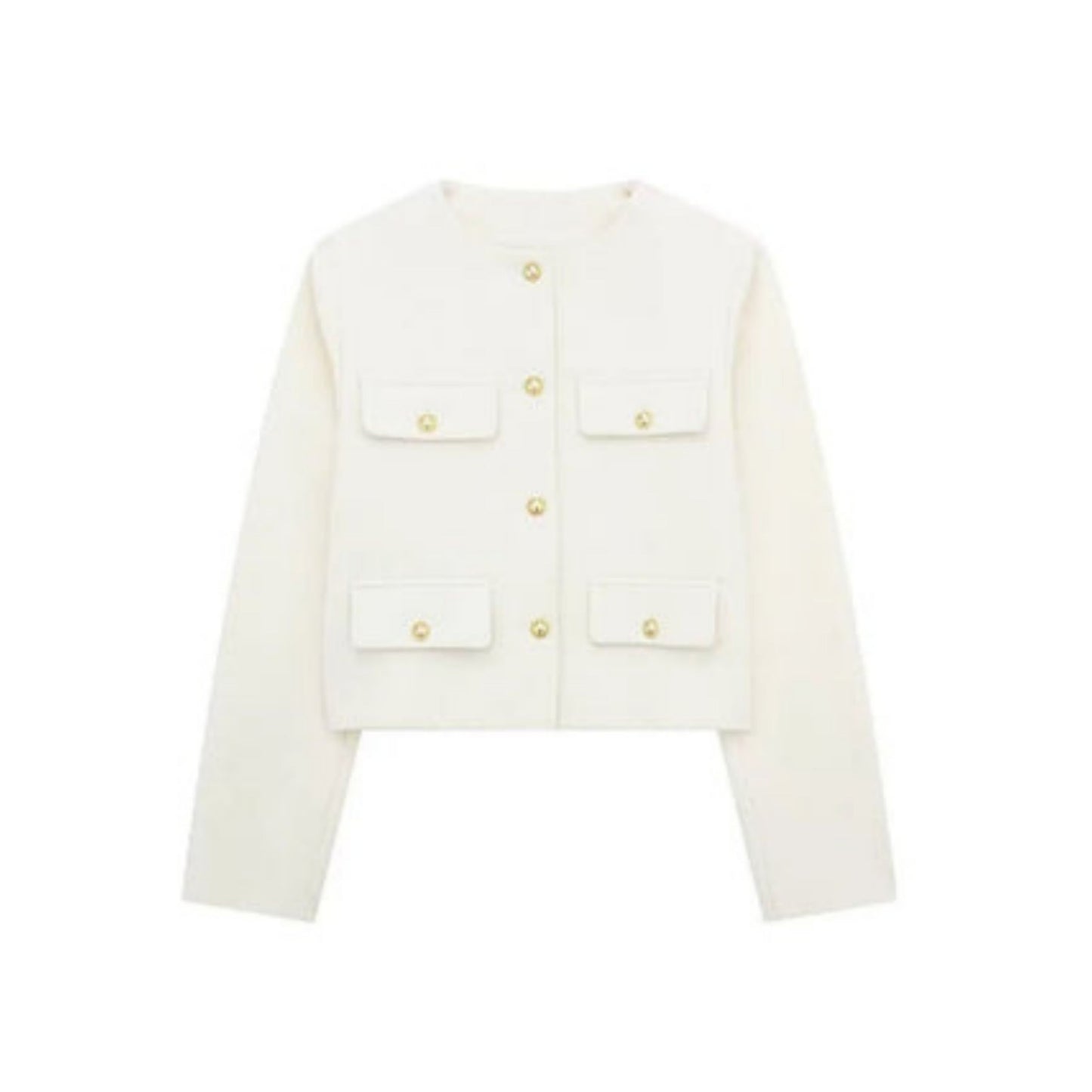 Douweline | Dames Korte Jas | Gouden Knoopdetails