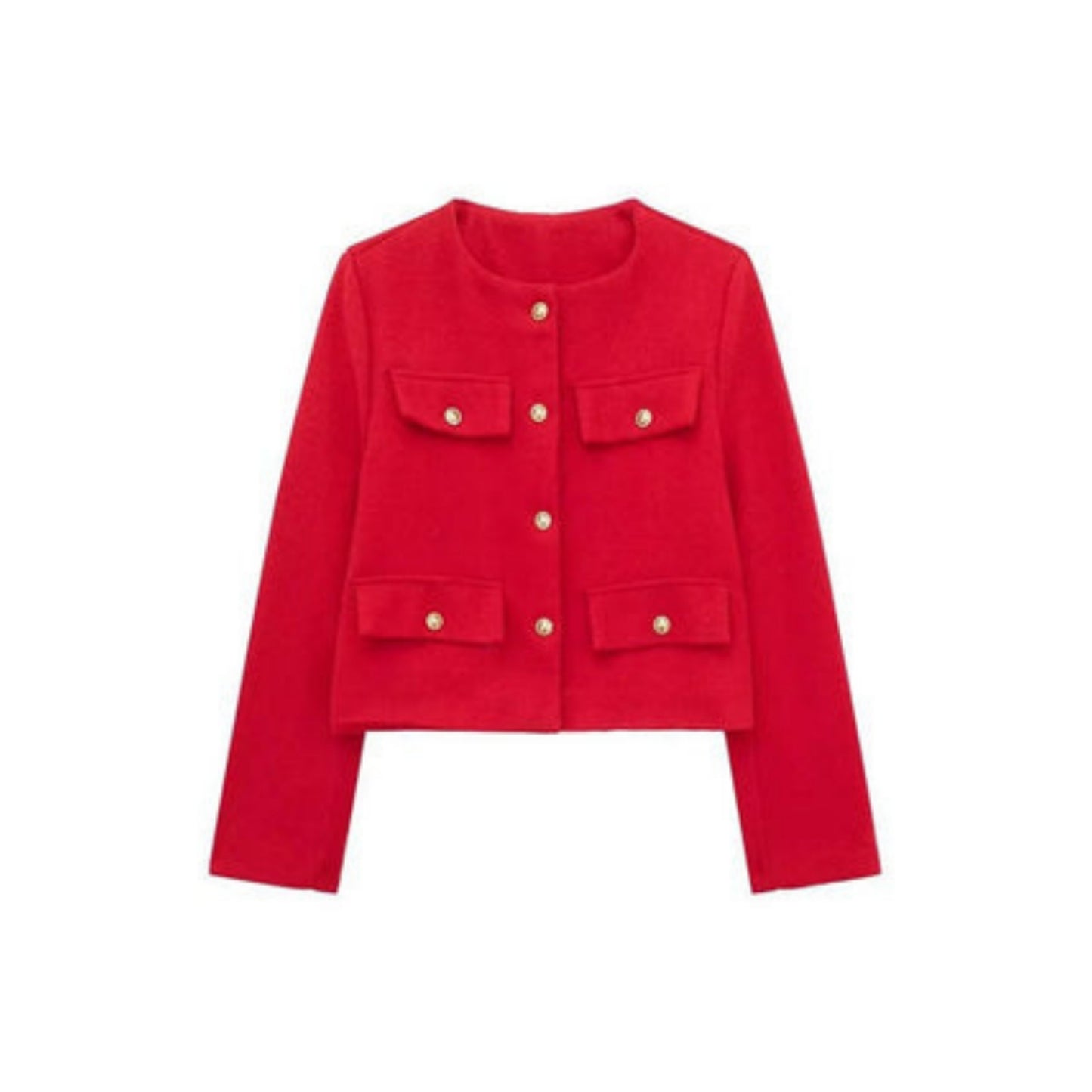 Douweline | Dames Korte Jas | Gouden Knoopdetails
