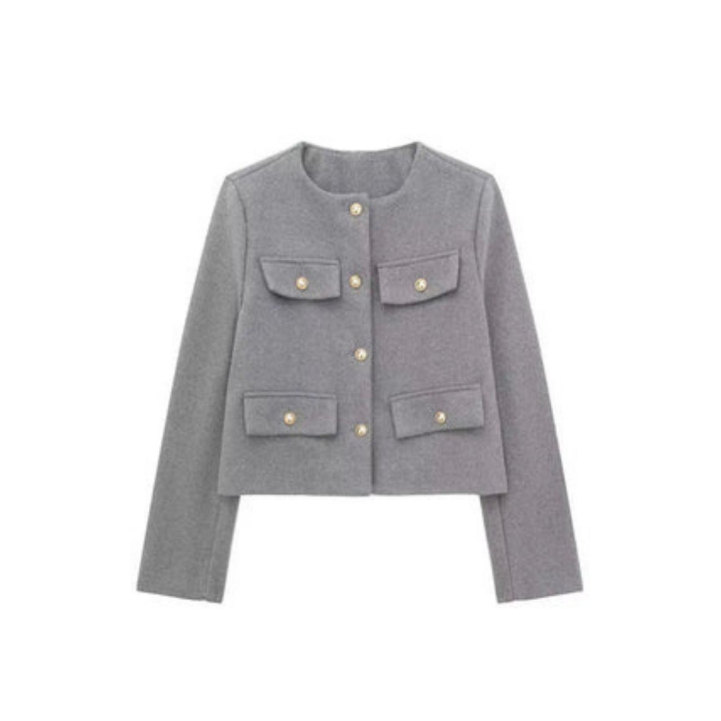 Douweline | Dames Korte Jas | Gouden Knoopdetails