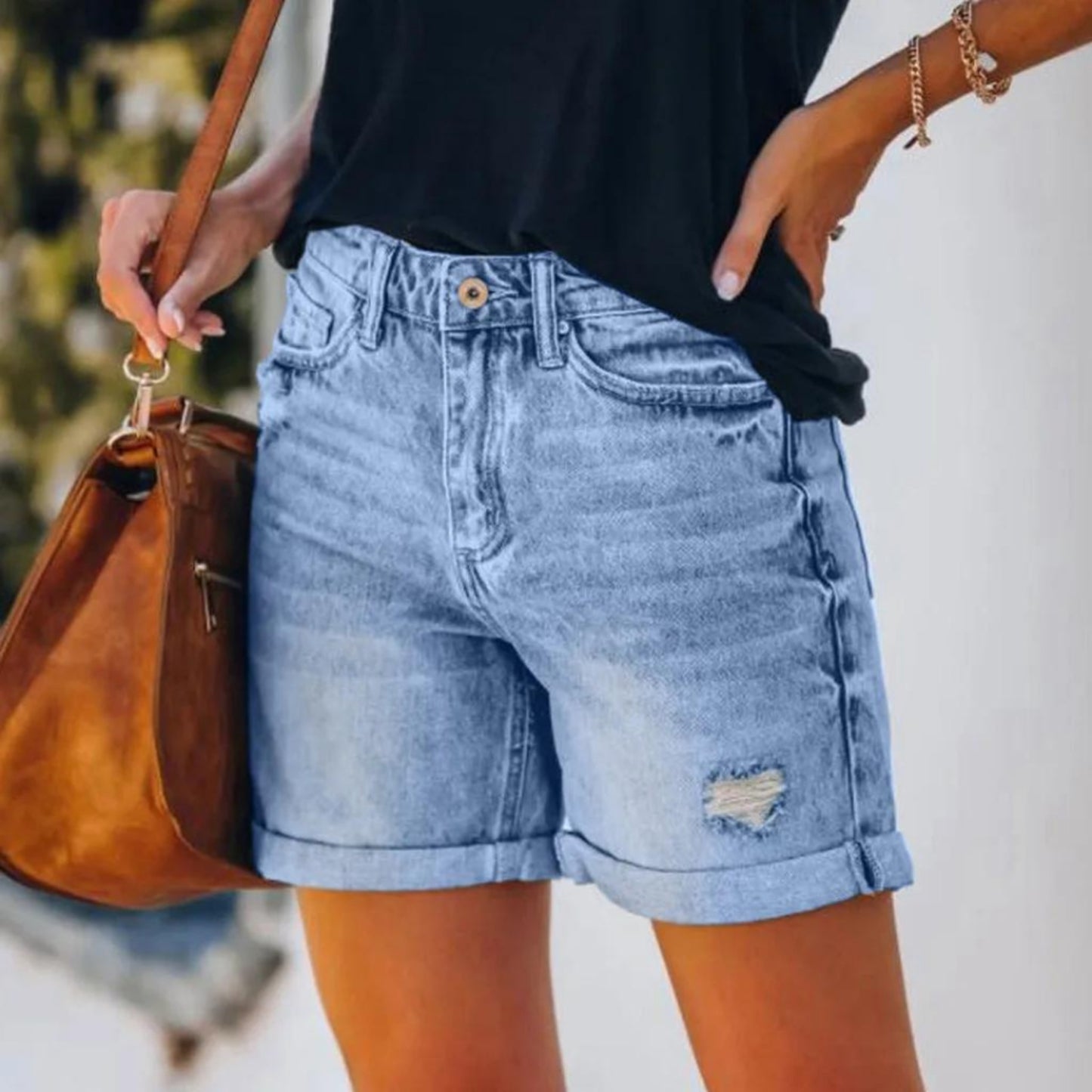 Dorienne | Dames Korte Broek | Versleten Look