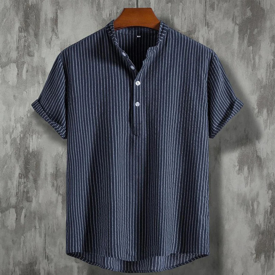 Mael | Comfortabele Gestreept Henley Overhemd