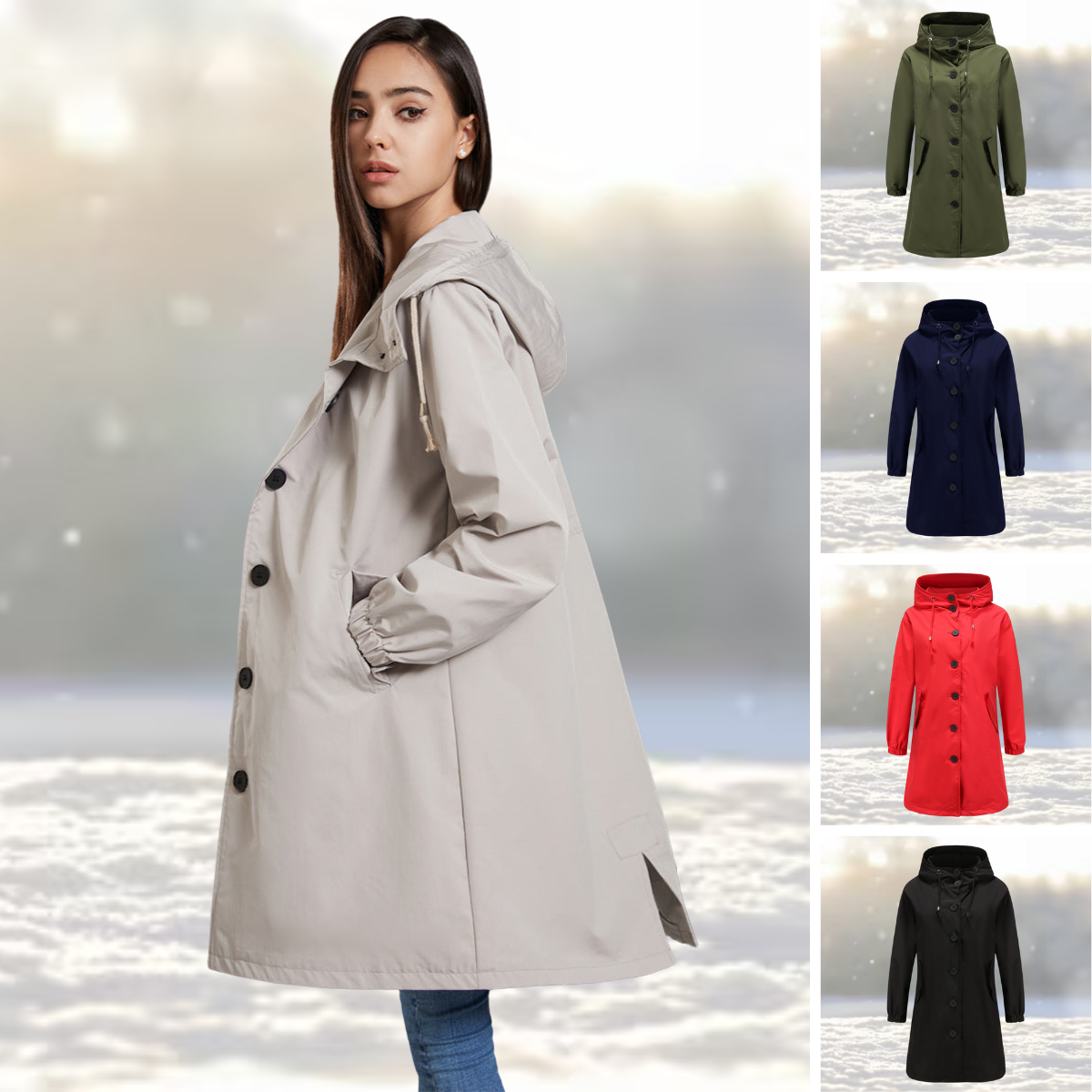 Anneka | Waterdichte Trench Met Capuchon