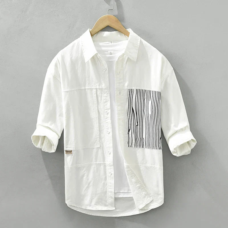 Ryland | Gestreepte Patchwork Overhemd