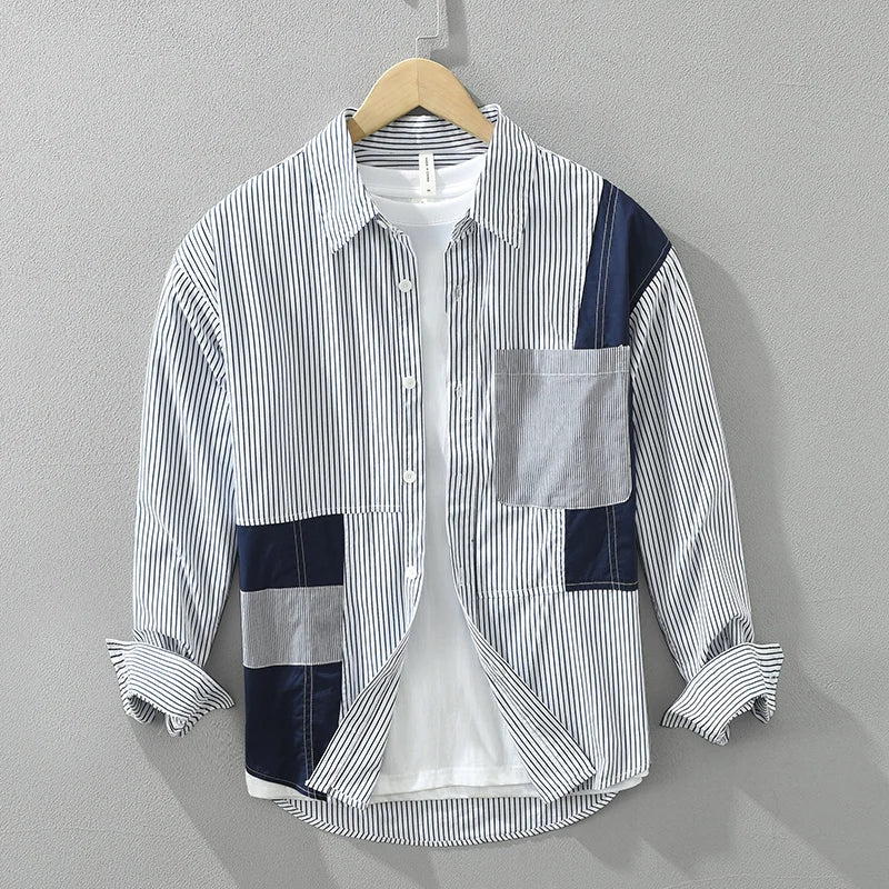 Quintros | Gestreept Patchwork Overhemd