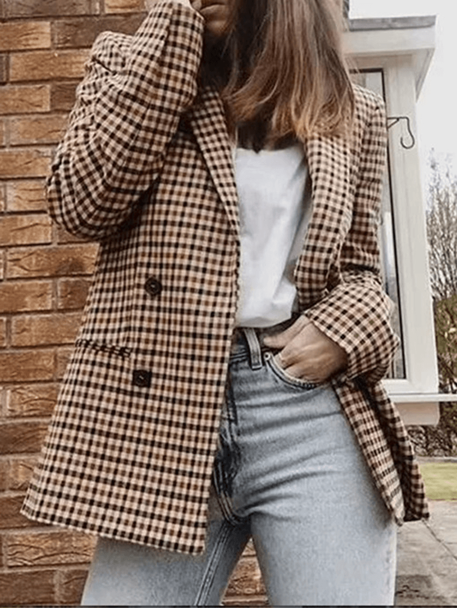 Lillie | Trendy Oversized Geruite Blazer