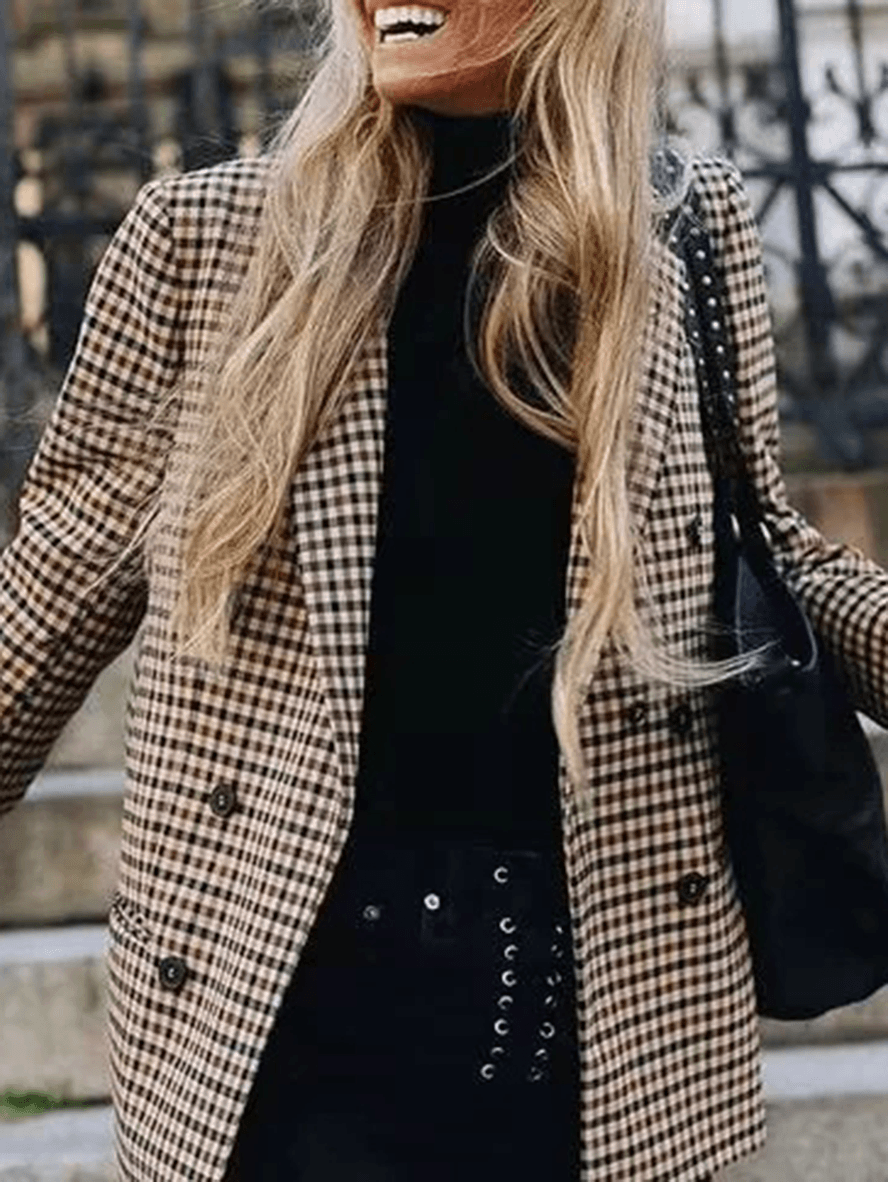 Lillie | Trendy Oversized Geruite Blazer
