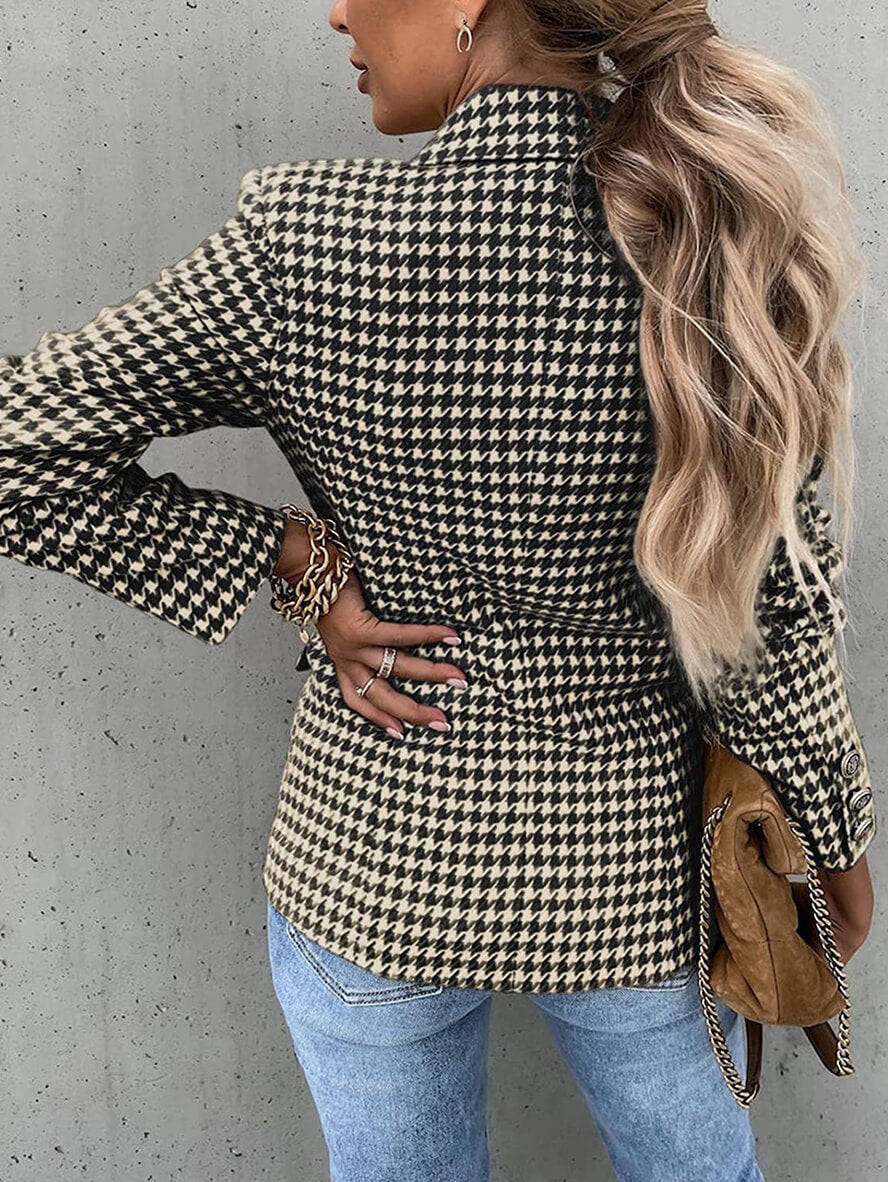 Gina | Houndstooth Dubbele Rij Blazer