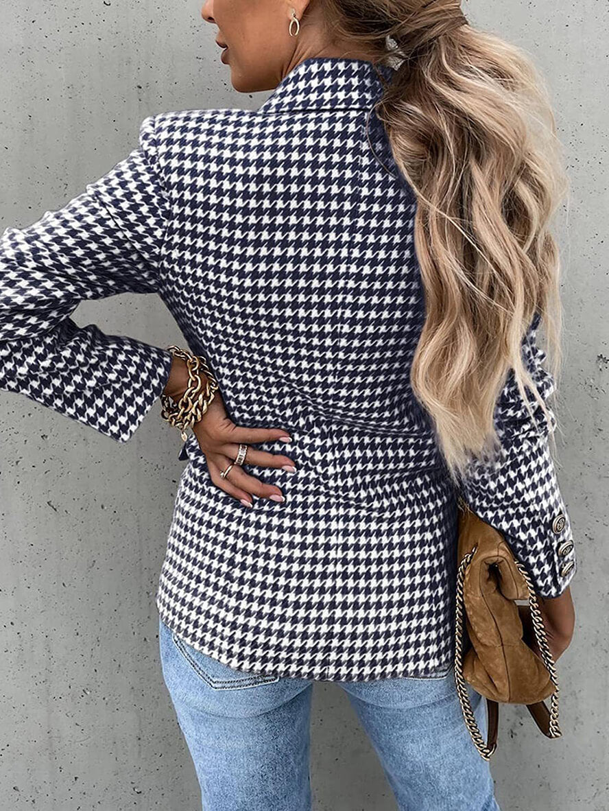 Gina | Houndstooth Dubbele Rij Blazer
