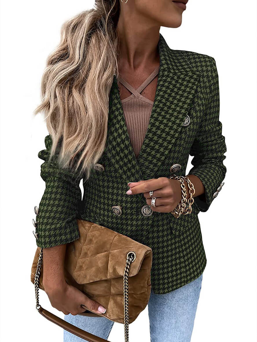 Gina | Houndstooth Dubbele Rij Blazer