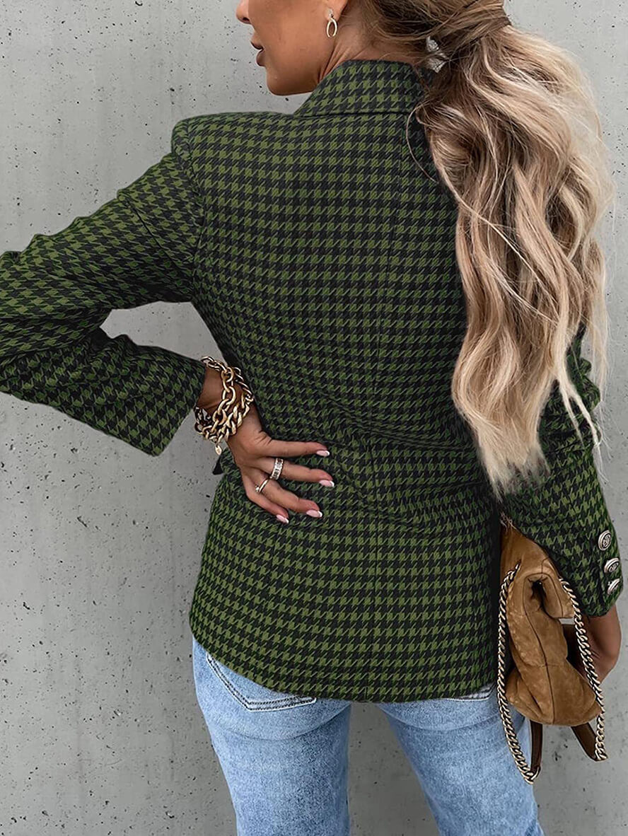 Gina | Houndstooth Dubbele Rij Blazer