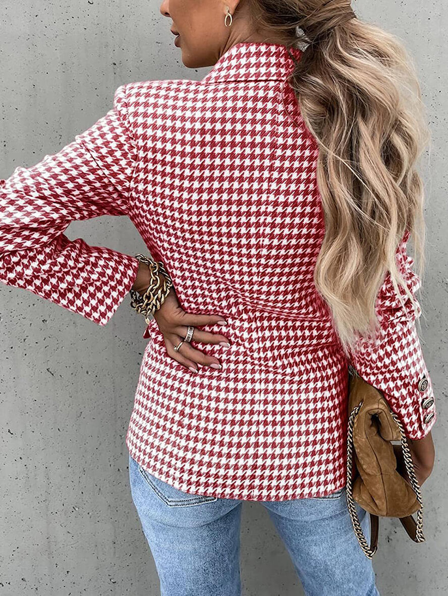 Gina | Houndstooth Dubbele Rij Blazer