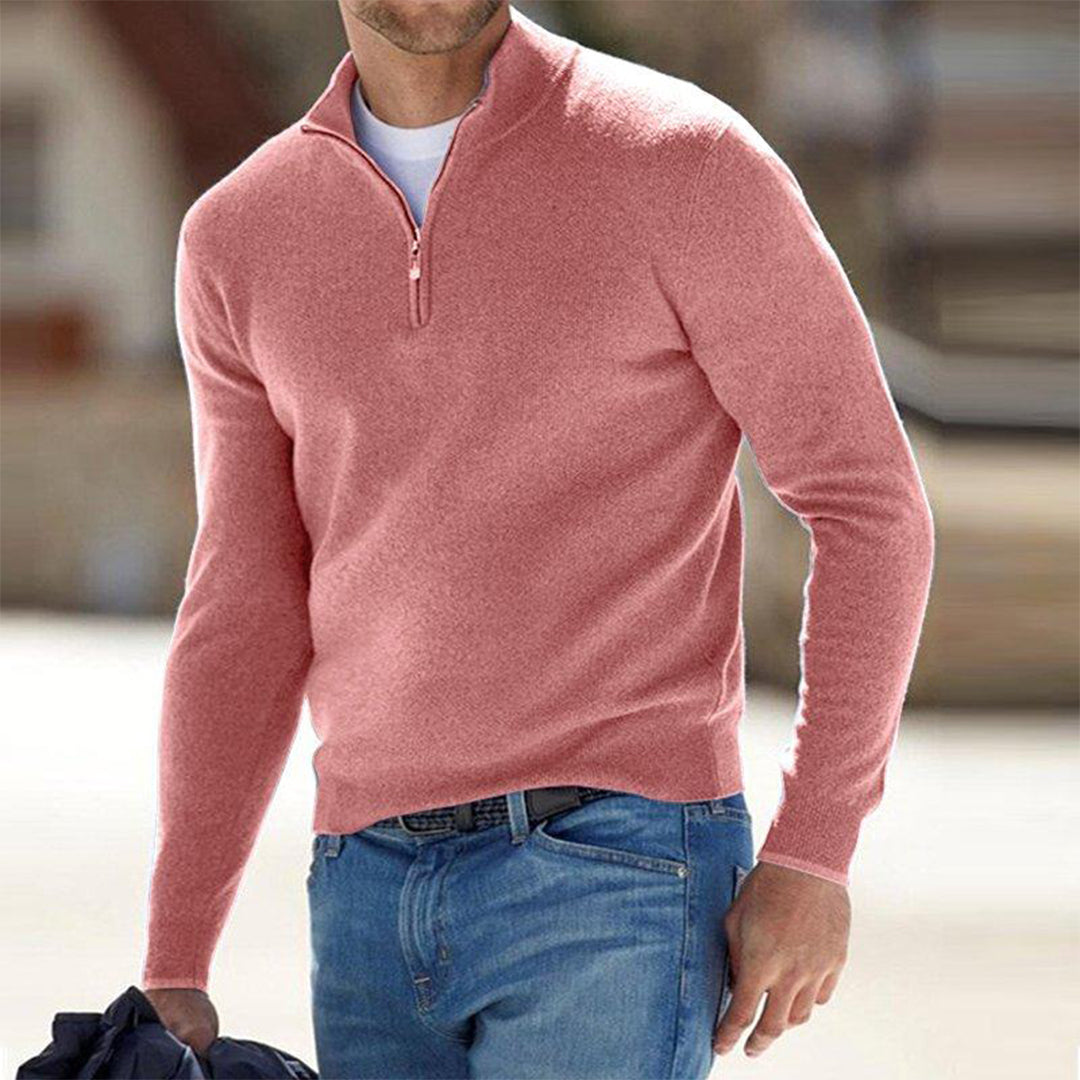 Heren sweatshirt – Slim fit – Lichtgewicht katoenmix – Half zip – Lange mouwen