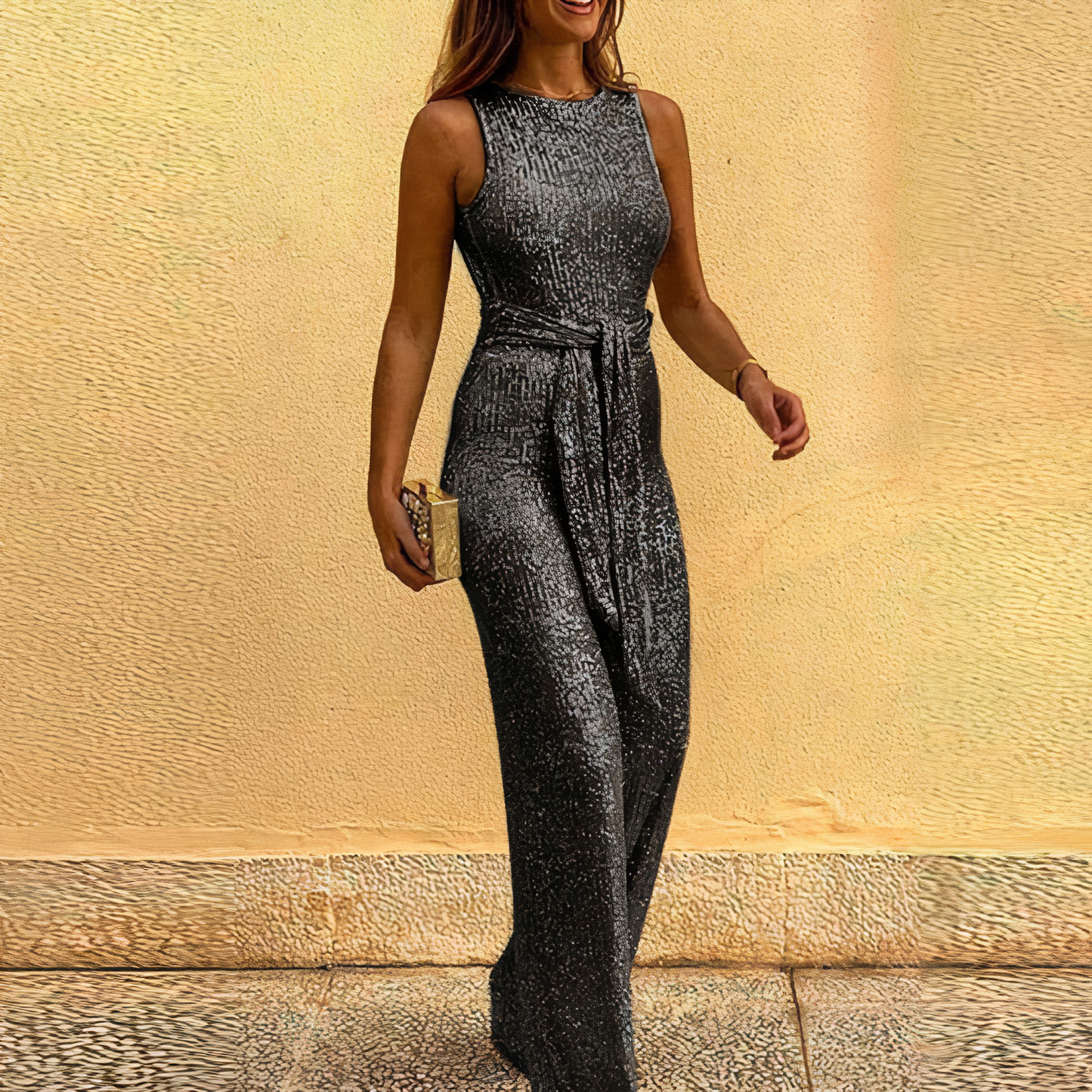 Alysha | Elegante Mouwloze Glanzende Jumpsuit