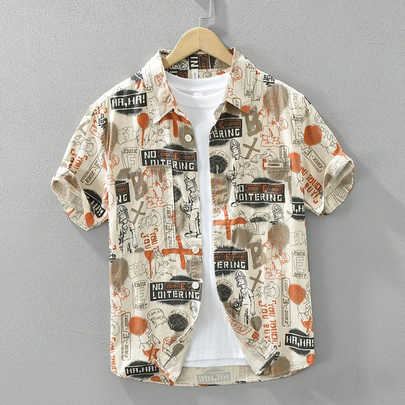Manorin | Casual Print Overhemd Heren