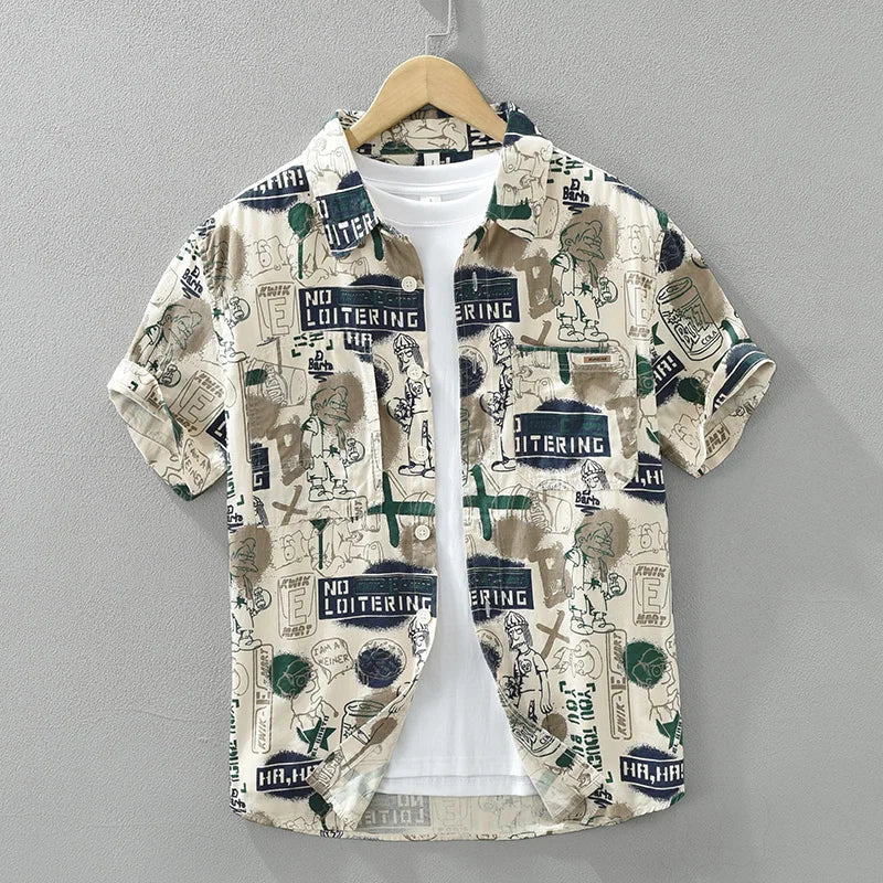 Manorin | Casual Print Overhemd Heren