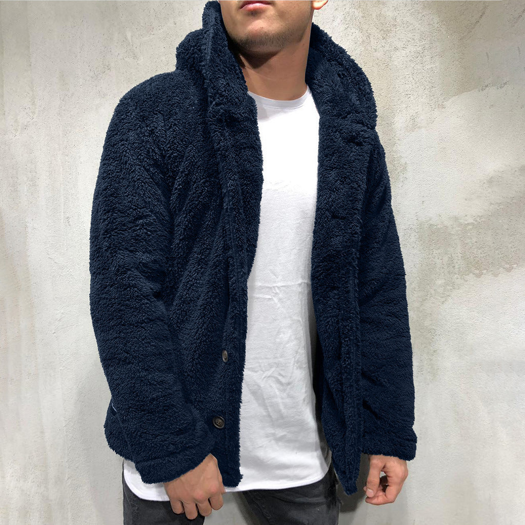 Heren Hooded Jack – Fleece – Relaxte Pasvorm – Knoopsluiting – Casual Laagje
