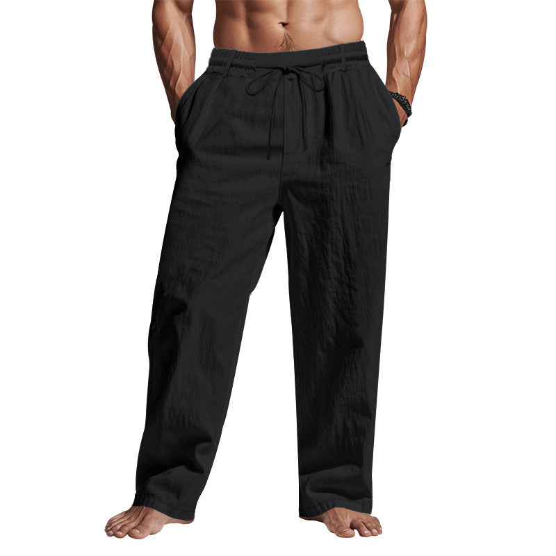 Heren Linnen Broek – Relaxed Fit – Volledige Lengte – Ademend met Trekkoord