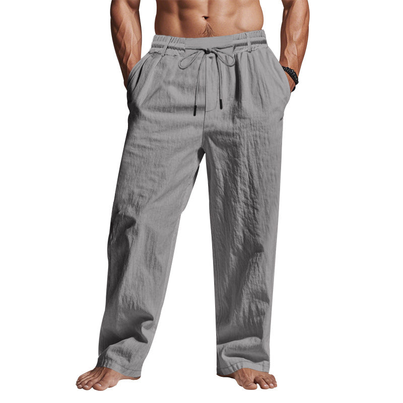 Heren Linnen Broek – Relaxed Fit – Volledige Lengte – Ademend met Trekkoord