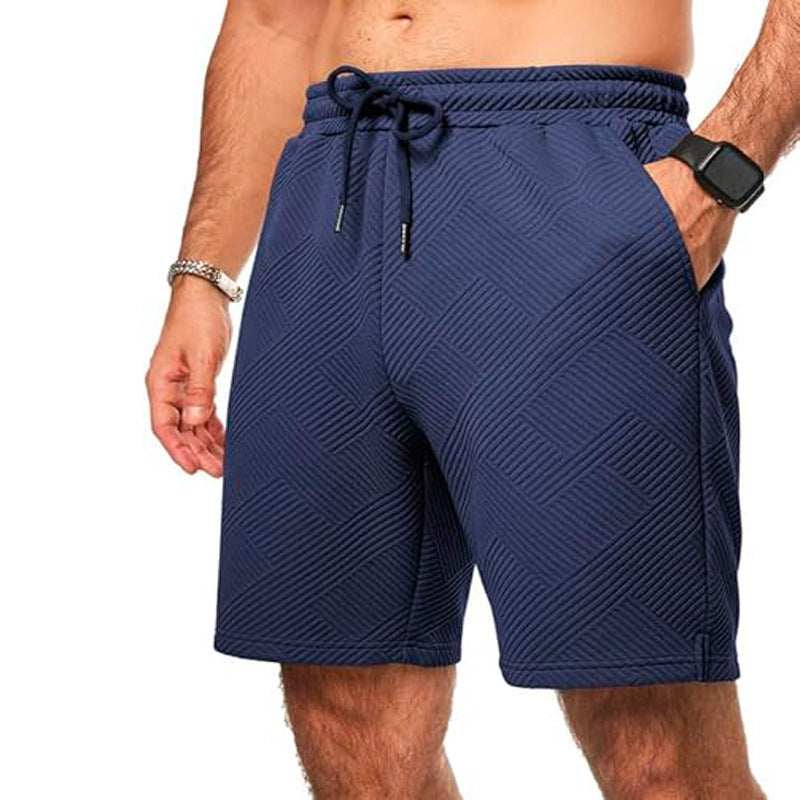 Heren Shorts – Losse Pasvorm – Ademend Textuurpatroon – Verstelbare Taille – Knie Lengte