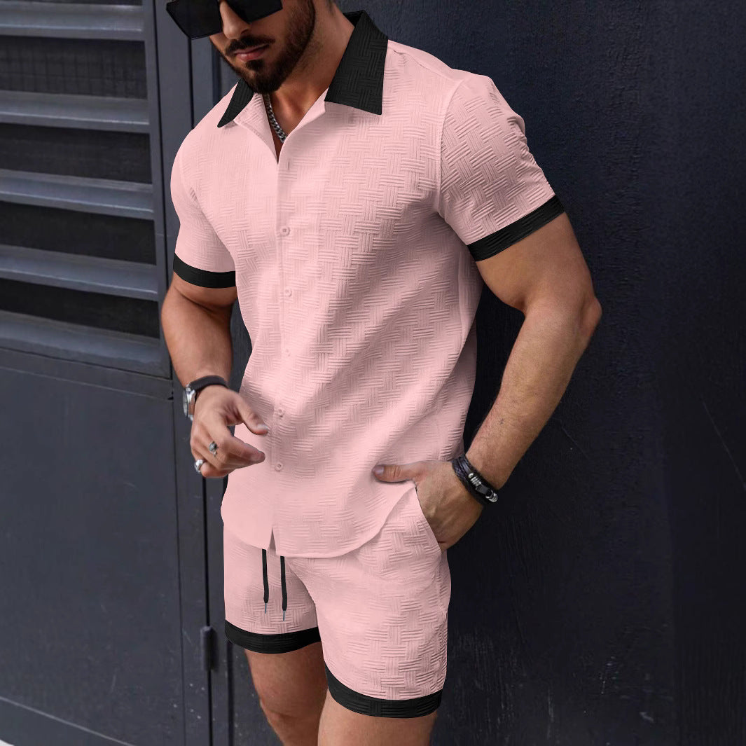 Heren Overhemd Korte Mouw – Slim Fit – Textuurstof – Knoopsluiting – Casual Look
