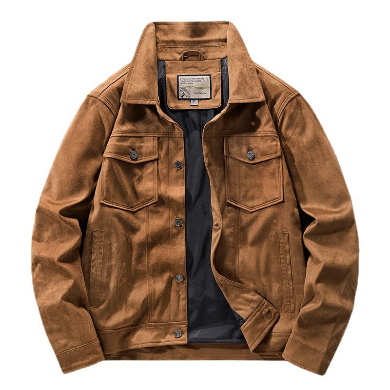 Heren jack – Suède – Slim fit – Knoopsluiting – Borstzakken – Taillelengte