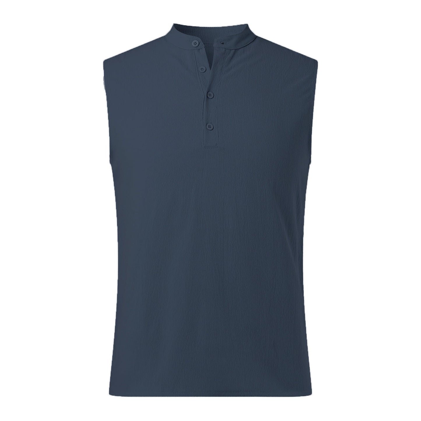 Heren Gilet – Casual Pasvorm – Katoenmix – Mandarin Kraag – Half Knoopsluiting