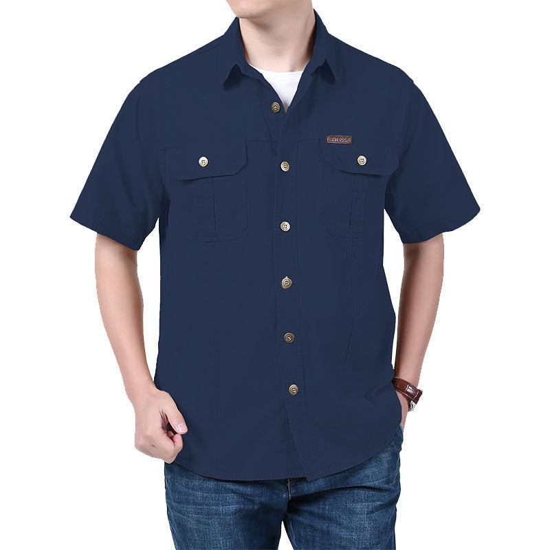 Heren Overhemd Korte Mouw – Relaxed Fit – Katoenmix – Button-Up met Borstzakken