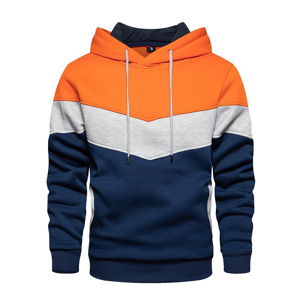 Heren Hoodie – Losse Pasvorm – Katoenmix – Colorblock – Zijzakken – Casual