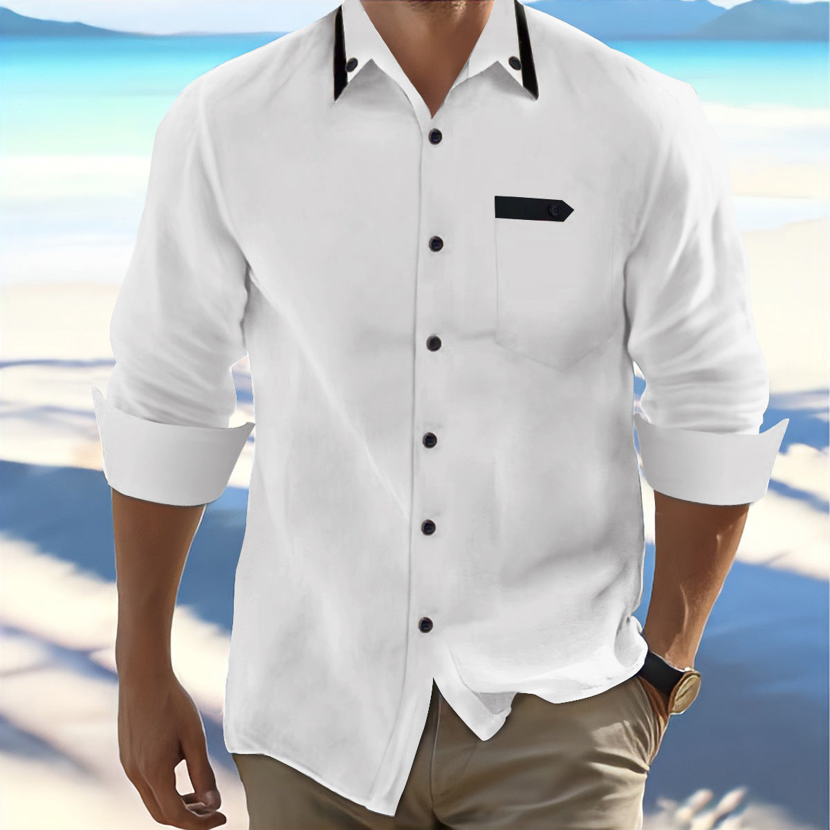 Heren Overhemd – Regular Fit – Ademende Stof – Omgeslagen Mouwen – Casual Look