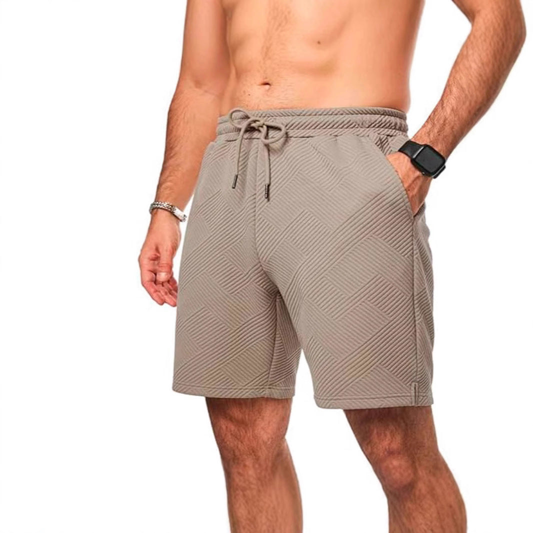 Heren Shorts – Losse Pasvorm – Ademend Textuurpatroon – Verstelbare Taille – Knie Lengte