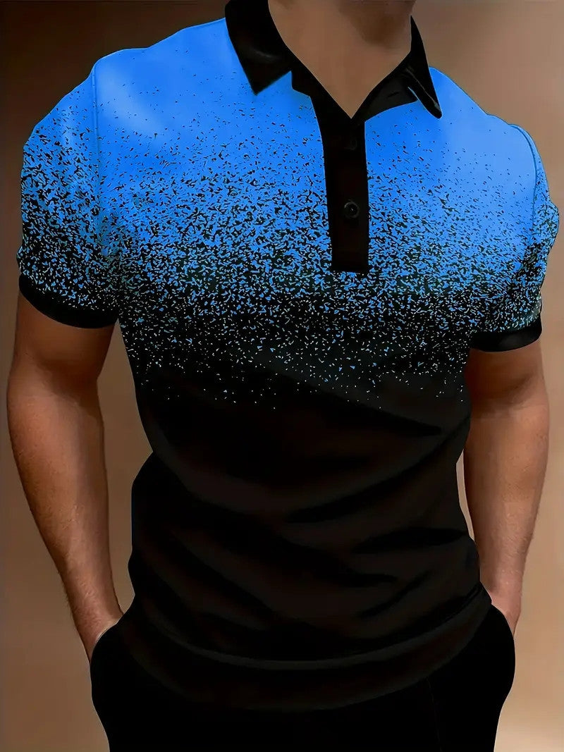 Heren Polo Shirt – Slim Fit – Ademend Materiaal – Gradient Print – Casual Stijl
