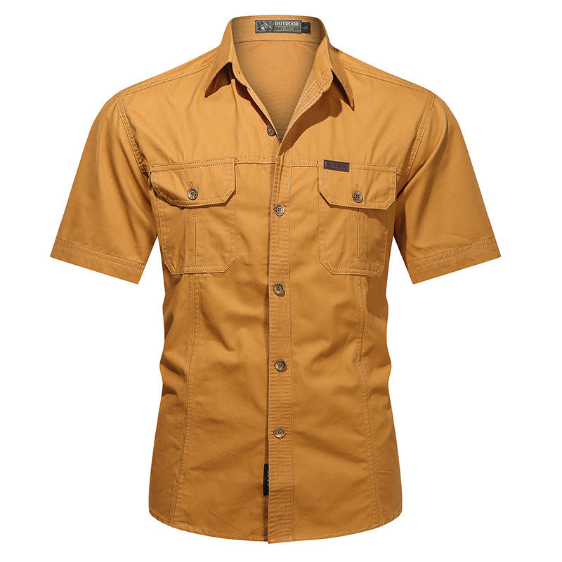 Heren Overhemd Korte Mouw – Relaxed Fit – Katoenmix – Button-Up met Borstzakken