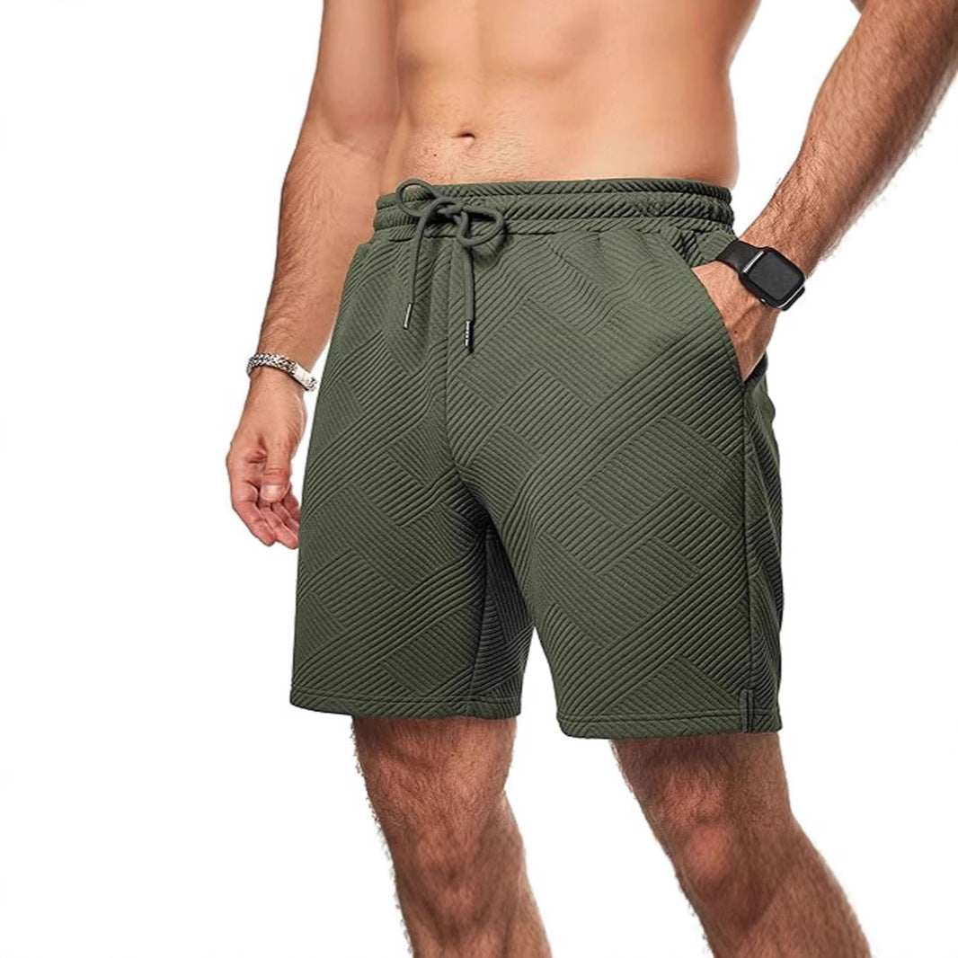 Heren Shorts – Losse Pasvorm – Ademend Textuurpatroon – Verstelbare Taille – Knie Lengte