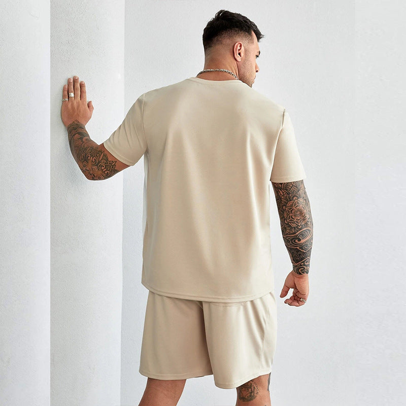 Heren 2-delig Set – Relaxte Pasvorm – Korte Mouw Top & Kniebroek – Ademend Ontwerp