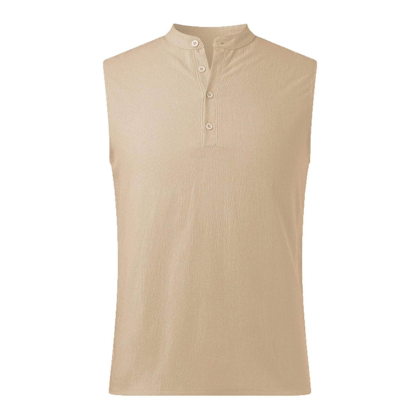 Heren Gilet – Casual Pasvorm – Katoenmix – Mandarin Kraag – Half Knoopsluiting
