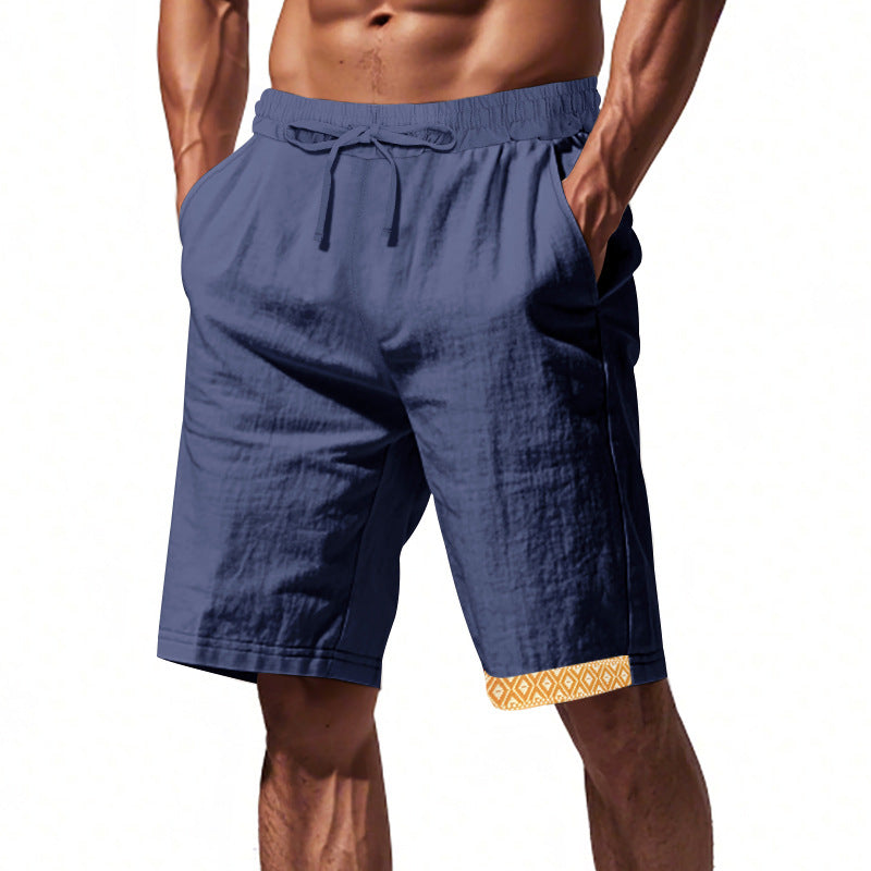 Heren Short – Losse Pasvorm – Natuurlijke Stoffen – Trekkoord – Boho Afwerking