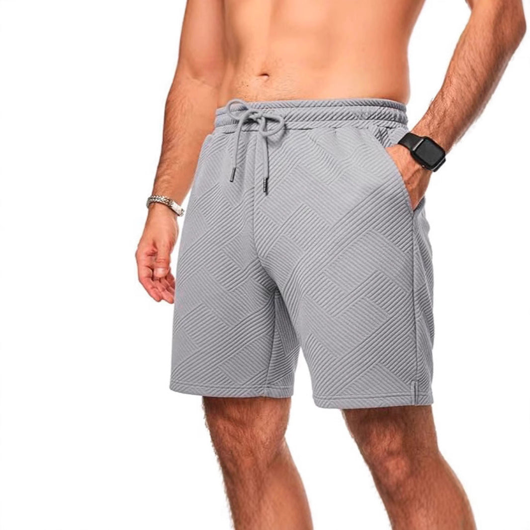 Heren Shorts – Losse Pasvorm – Ademend Textuurpatroon – Verstelbare Taille – Knie Lengte