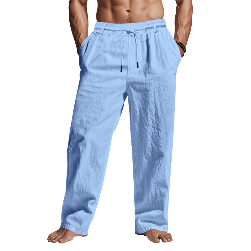 Heren Linnen Broek – Relaxed Fit – Volledige Lengte – Ademend met Trekkoord