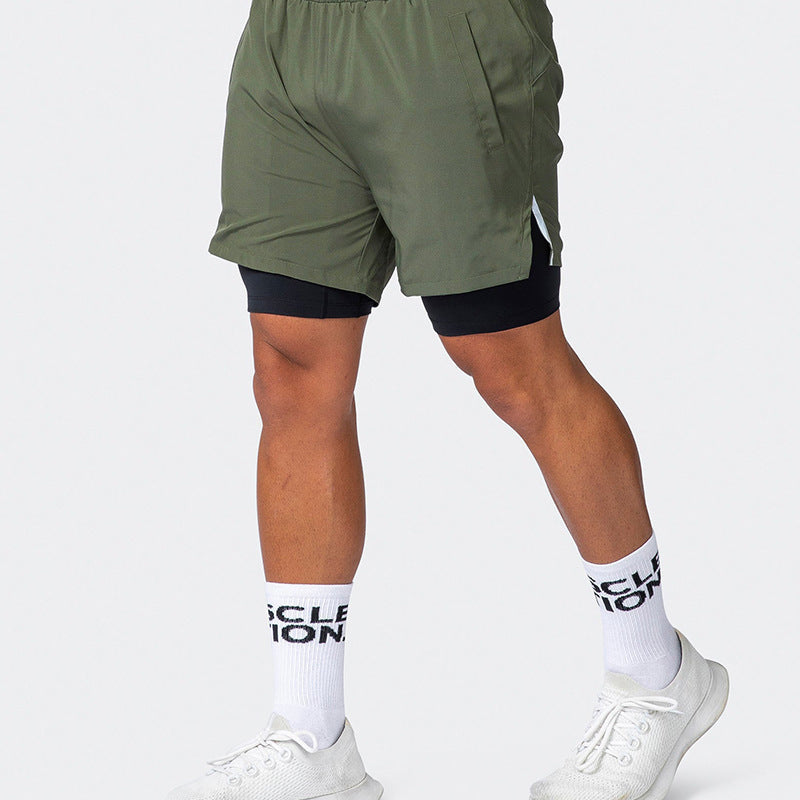 Heren Sportshort – Slanke Pasvorm – Ademend – Stretch Binnenbroek – Dubbele Laag