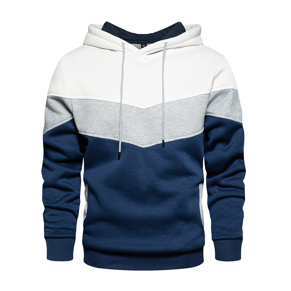 Heren Hoodie – Losse Pasvorm – Katoenmix – Colorblock – Zijzakken – Casual