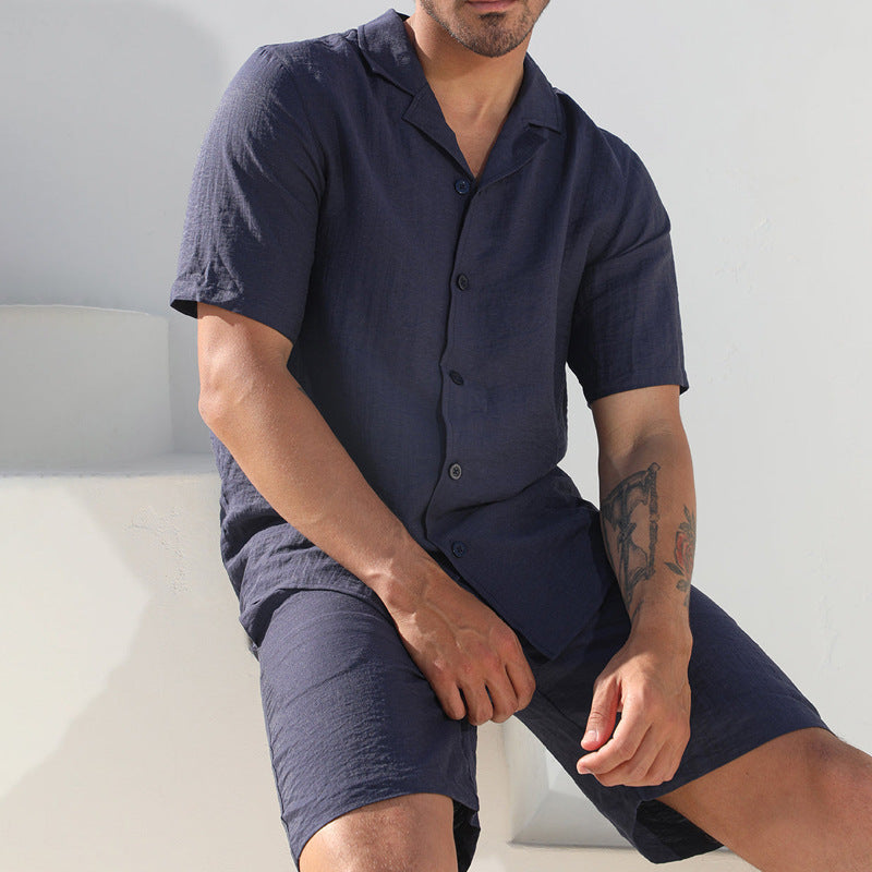 Heren Tweedelige Set – Ademend Comfort – Relaxte Pasvorm – Korte Mouwen & Korts
